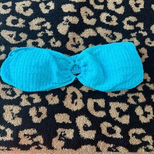 Turquoise Bandeau Bikini Top and bottoms